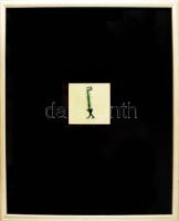 Wahorn András (1953-): Man. Ceruza, papír. Jelzés nélkül. 7,5x7,5 cm. Üvegezett fakeretben. / pencil...