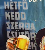 1950 "Naponta egy pohár sör. Kőbányai Sörgyárak N. V. , plakát és falinaptár, E Kiss jelzéssel,...