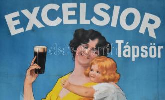 Excelsior tápsör, Dreher Antal Serfőzdéi R. T., Budapest-Kőbánya, hatalmas méretű szecessziós reklám...
