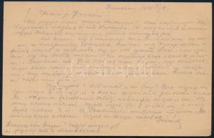 1908 Díjjegyes levelezőlap "BUDAPEST / MISKOLCZ-LAWOCZNE" mozgóposta bélyegzéssel / Postca...