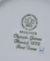 Royal Copenhagen 1972 München olimpia, dísztányér, máz alatti kék festéssel, jelzett, hibátlan, d: 1...