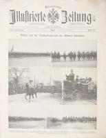 1910 Österreichs Illustrierte Zeitung, XIX. Jahrgang, Heft 32 (XIX. évfolyam, 32. füzet), a címlapon a bécsi tavaszi katonai díszszemléről készült fotókkal, többek közt Ferenc Józsefről, kissé foltos és kissé sérült