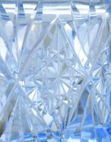 Art deco kéken színezett kristályüveg kekszkínáló edény, hámozott és csiszolt mintával, kopással, 18...