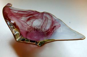 Cukorkakínáló tálka színezett üvegből és 23cm-es hosszúsággal