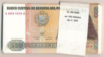 Peru 1987. 500I (42x) sorszámkövetők T:UNC,AU Peru 1987. 500 Intis (42x) consecutive serials C:UNC,AU Krause P#134