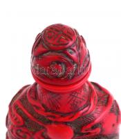 Korallból faragott parfümös üveg, jelzett, m: 9 cm