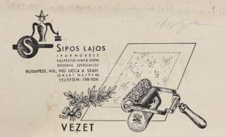 cca 1910 Sipos Lajos festőművész falfestő üzem mintalapja, hajtott, 48×32 cm