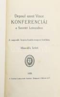 [Páli Szent Vince]: Depaul szent Vince konferenciái a Szeretet Leányaihoz. A negyedik francia kiadás magyar fordítása. II. köt. Bp., 1926, A Szeretet Leányai, 692 p. Aranyozott gerincű egészvászon-kötésben, kissé foltos borítóval, helyenként kissé foltos lapokkal.