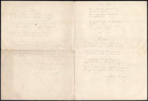 cca 1920-40 Erotikus vers gépelt kézirata és 4 db ceruzával írt vers kézirat Fényes Lóránt vagy Lórá...