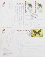 cca 1982-83 magyar női röplabda válogatott tagjainak autográf aláírásai 2 db képeslapon