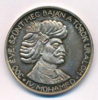 Bartos Endre (1930-2006) 1987. "300 éve szűnt meg Baján a török uralom / Miksa Emánuel - MÉE Bajai Csoportja 1987" kétoldalas jelzett Ag emlékérem (35,45g/0.835/42,5mm) T:AU (eredetileg PP), patina