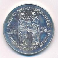 Szabolcs Péter (1942-) 1985. "A szláv írásbeliség megteremtői Pannóniai tevékenységének emlékére / 15 éves a magyar éremgyűjtők Zala megyei csoportja,1985. Zalaegerszeg - Zala vár" kétoldalas jelzett Ag emlékérem (35,60g/0.800/42,5mm) T:XF, karcos Adamo ZE4