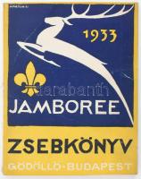 1933 Jamboree Zsebkönyv. Gödöllő - Budapest 1933. [Bp.,1933.], IV. Világjamboree-Táborparancsnokság,(Bethlen Gábor-ny.), 127 p.+1 (Jamboree 1933, térkép) t. + 1 (zászlók) t. A borító Márton Lajos munkája. Kiadói papírkötés, szakadt borítóval.