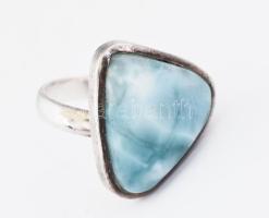 Ezüst (Ag) gyűrű larimar kővel, jelzett br 8,5 g m:60