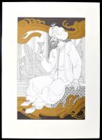 Szász Endre (1926-2003): Emelem poharamat, szitanyomat, papír, paszpartuban, utólagos jelzéssel, 28×...