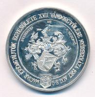 Kelemen Kristóf (1922-2001) / Sebestyén Sándor (1949-) 1987. "MÉE XVII. Vándorgyűlés Nyíregyháza / Bessenyei György" kétoldalas jelzett Ag emlékérem (35,54g/0.835/42,5mm) T:AU (eredetileg PP), ujjlenyomat