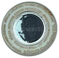 2002. "Böhler Kereskedelmi KFT - Dunaharaszti" kétoldalas jelzett Ag emlékérem, közepén kapszulába foglalt acél porral (33,08g/0.999/42,5mm) T:AU (eredetileg PP), kis patina, ujjlenyomat