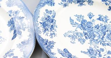 cca 1970, Wedgwood "Asiatic Pheasants" mintás étkészlet 16 darabja. 6 darab nagytányér, 6 ...