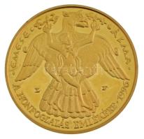 Lebó Ferenc (1960-) 1996. "A Honfoglalás emlékére - Emese álma / Álmos áldozata" kétoldalas aranyozott bronz emlékérem (42,5mm) T:AU (eredetileg PP), folt