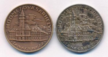 Csúcs Viktória (1934-) DN "Hódmezővásárhely" kétoldalas ezüstözött bronz + bronz emlékérem pár (32mm) T:AU, patina