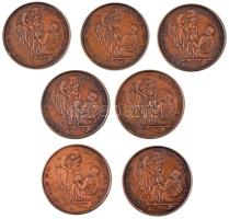 Fritz Mihály (1947-) 1991. "II. János Pál Pápa Budapesten" kétoldalas bronz emlékérem (42,5mm) + "II. János Pál Pápa Máriapócson" kétoldalas bronz emlékérem (42,5mm) + "II. János Pál Pápa Esztergomban" kétoldalas bronz emlékérem (42,5mm) + "II. János Pál Pápa Pécsett" kétoldalas bronz emlékérem (42,5mm) + "II. János Pál Pápa Debrecenben" kétoldalas bronz emlékérem (42,5mm) + "II. János Pál Pápa Szombathelyen" kétoldalas bronz emlékérem (42,5mm) + "1038. augusztus 16. - 1991. augusztus 16-20 / Életünk Krisztus" kétoldalas bronz emlékérem (42,5mm) T:UNC-AU