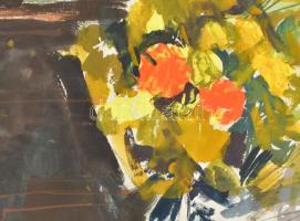 Gulyás Dénes (1927-2003): Csendélet, 1962. Akvarell, papír, jelzett, hátoldalán Gulyás Dénes autográ...