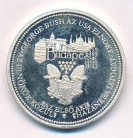 Bozó Gyula (1913-2004) 1989. "George Bush látogatása Magyarországon" kétoldalas jelzett Ag...