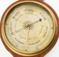 Antik barométer, jelzett, sérült, törött, m: 97 cm