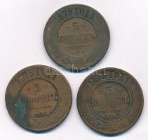 Orosz Birodalom 1873EM + 1875EM + 1879. 5k Cu "II. Miklós" (3xklf) T:F, patina Russian Empire 1873EM + 1875EM + 1879. 5 Kopeks Cu "Nicholas II" (3xklf) C:F, patina Krause Y#12.2