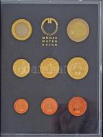 Ausztria 2004. 1c-2E (8xklf) forgalmi sor eredeti műanyag- és kopott műbőr tokban, "00565" sorszámú tanúsítvánnyal T:PP Austria 2004. 1 Cent - 2 Euro (8xdiff) coin set in original plastic- and worn faux leather case, with "00565" numbered certificate C:PP
