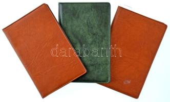 3db kisalakú, műbőr berakó, összesen 174db klf méretű érme számára, használt állapotban