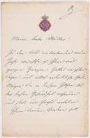 1886 Habsburg-Lotharingiai József Károly Lajos főherceg (1833-1905) anyjának Württemberg Mária Dorottya ( 1797-1855) hercegnőnek,, négy beírt oldalon Alcsúti kastélyából, fejléces levélpapírján