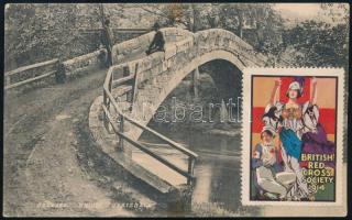 1914 British Red Cross Society adománybélyeg koldusokat ábrázoló futott képeslapon