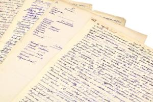 cca 1930 Herzog József (1880-1941) levéltáros, történész, kézirata középkori témában 16 p