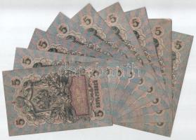 Orosz Birodalom 1914-1917. (1909) 5R (9xklf) mindegyik különböző pénztáros aláírással. Szign.: Shipo...
