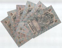 Orosz Birodalom 1909. 5R (6xklf) mindegyik különböző pénztáros aláírással. Szign.: Shipov (Az állami...