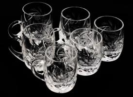 Kristály stamplis pohár garnitúra, 6 darab, m: 6 cm