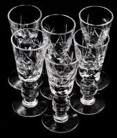 Kristály italos pohár garnitúra, 6 db, m: 11 cm, kis pattogzással.