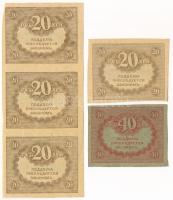 Orosz Birodalom 1917. 3x20R vágatlan ív + 20R + 40R "Kerensky Rouble" T:XF-F
Russian Empi...