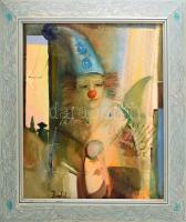 Budai László (1965-): Előadás után. Olaj, farost, jelzett, fakeretben, hátoldalán címkével, 60×50 cm