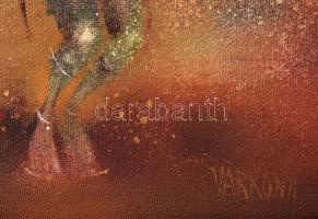 Várkonyi János (1947-): A bukott király. Olaj, farost. Jelzett. A hátoldalán autográf felirattal. Fa...