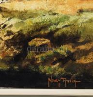 Nagy Attila (1929-2004): Vízparti életkép. Olaj, fatábla, jelzett, hátoldalán címkén feliratozott, f...