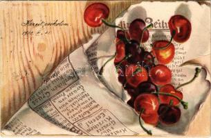 1902 Cherries in newspaper. Serie Düten No. 1257. Emb. litho (EK)