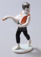 Hollóházi libatolvaj, jelzett, minimális kopással, m: 12,5 cm