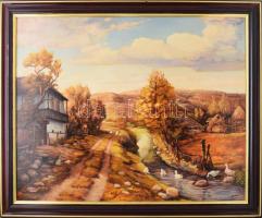 Köbli Attila (1956-): Atyhai ősz. Olaj, farost, jelzett. Dekoratív fakeretben. 74×91 cm. KIZÁRÓLAG SZEMÉLYES ÁTVÉTEL, NEM POSTÁZZUK! / ONLY PERSONAL COLLECTION AT OUR OFFICE!