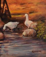 Köbli Attila (1956-): Atyhai ősz. Olaj, farost, jelzett. Dekoratív fakeretben. 74×91 cm. KIZÁRÓLAG S...