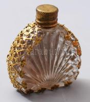 Parfümös üveg porcelán berakással és filigrán díszítéssel, m: 5 cm