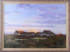 Hornyik Zoltán (1960-): Eső után. Olaj, farost, jelzett. Szélén apró felületi, keretezésből fakadó kopásokkal. Dekoratív fakeretben. 50×70 cm.