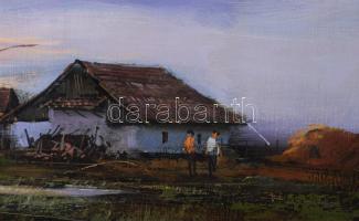 Hornyik Zoltán (1960-): Eső után. Olaj, farost, jelzett. Szélén apró felületi, keretezésből fakadó k...