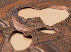 Mária a kis Jézussal ikon réz okládja, fa lapra erősítve, 23x18 cm